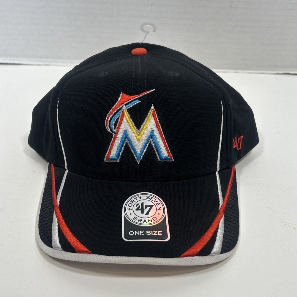 Miami Marlins '47 Brand Hat Marlins Black Hat Adjustable Adult Size Hat Black